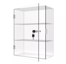 Clear Acrylic Countertop Display Case: 3-Shelf Showcase with Lock Key - Displ... - £29.52 GBP