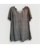 Joie Breezy Silk Blouse Womens S Black Check  Smocked Short Sleeve Relax... - $23.02