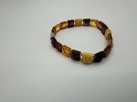 Vintage Genuine Amber Bracelet Magnetic Clasp 7.6” X 8mm - £17.20 GBP