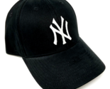 MLB NEW YORK YANKEES LOGO SOLID BLACK ADJUSTABLE CURVED BILL HAT CAP RET... - £12.82 GBP