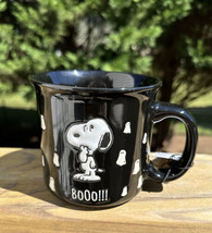 PEANUTS Snoopy “BOO!!!” Halloween Embossed Ghosts MUG White &amp; Black NEW 22 Ounce - £15.97 GBP