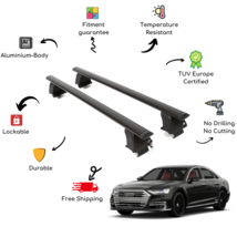 Bare Roof Rack Cross Bars Set for AUDI A8 D5/4N 4 Door 17-Up Black -2 cross bars - $178.61