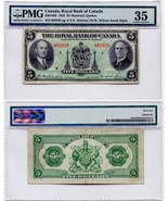 1935 Royal Bank of Canada $5.00 Five Dollar Note Small Signatures Ch VF35 - $336.06