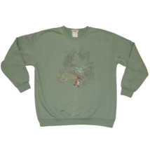 Vtg Northern Reflections Sweatshirt Womens Large Green Embroidered Flowers 90s - $19.35