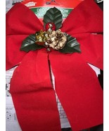 Lot Of 16 New Decorated Red Velvet Indoor/Outdoor Bows Holiday Christmas - $24.99