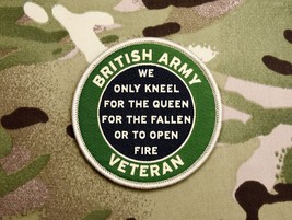 British Army Veteran We Only Kneel For The Queen Woven Morale Patch UK HMAF - $7.66