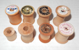 8 Vintage Empty Wood Sewing Thread Spools J&amp;P Coats Clark&#39;s Stiles Star - £13.58 GBP