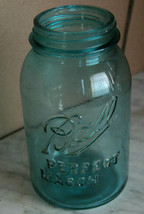 Vintage Ball Underscore Blue Perfect Mason Quart Jar #1 Canning Heavy Embossed - £14.89 GBP