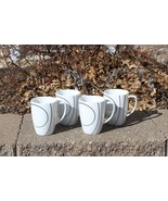 4 Corelle Coordinates Simple Lines 12oz Coffee/Tea Mugs White Black Lines EUC! - $15.99