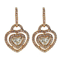 Wow Fine 2.13ct Fancy Light Pink Diamonds Earrings 18K All Natural Gold Heart - £3,458.56 GBP