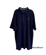 Under Armour Heat Gear Dark Blue Men&#39;s 2XL Polo Shirt Loose Short Sleeve - $23.64