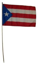 AES 12x18 12&quot;x18&quot; Wholesale Lot of 3 Puerto Rico Royal Blue Stick Flag Wood Staf - £11.13 GBP