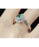 Platinum 0.3ct emerald cut Emerald 0.5ct F/VS1 Diamonds ring 5.5g s7 JR7879 - £794.36 GBP