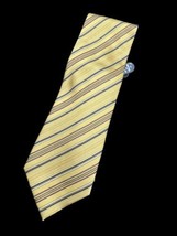 Daniel De Fasson Silk Tie New Silk Yellow Stripes Blue Red 3.75&quot; Classic - $20.00