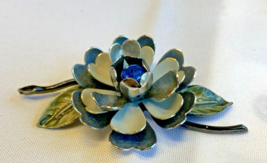 Vtg Flower Brooch &amp; Earrings Lot Fashion Jewelry 1 Coro Set Enamel Rhinestone - £31.61 GBP