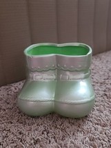 Vintage Green Baby Booties Planter Decor Ceramic Ornate Collectible Pre-Owned - £7.11 GBP