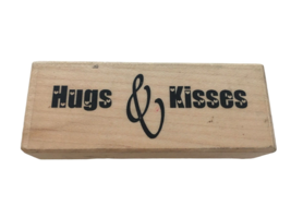 Verses Rubber Stamp Hugs &amp; Kisses hearts Valentines Day Love Card Sentiment - £4.73 GBP
