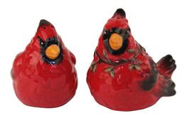 Red Cardinal 16081 Bird 3D Ceramic Salt and Pepper Shakers Blue Sky - £18.98 GBP