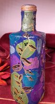 Mod Color Pop Glass Spirits Bottle Vase Mixed Media Collectors Keepsake ... - $11.45