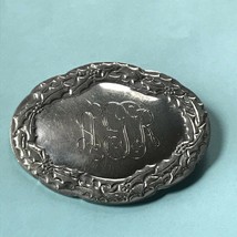 Vintage Kirk Steiff Pewter Marked Monogrammed AGR Oval w Holly Berry Edge Pin  - £9.02 GBP