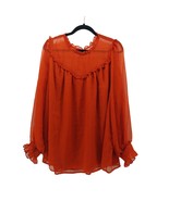 Torrid Womens Burnt Orange Sheer Blouse Ruffled Long Sleeve Plus Size 3 - $20.57