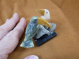 (Y-BIR-TO-474) pair of Toucans green + white love bird gemstone STONE ge... - $15.00