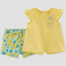 Baby Girls&#39; Pineapple Top &amp; Bottom Set - Just One You made by carter&#39;s Gold 12M - £9.34 GBP