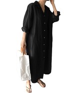 GGUHHU Women&#39;s Chic Button Down Long Blouse Maxi Dress BLACK Size XXL - $376.33 MXN