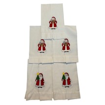 5 Cotton Christmas Embroidered Santa Claus Tea Towels / Kitchen Towels 1... - $24.74