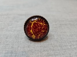 Large Brown Circular Ring, Snakeskin Illusion Design, Size 9 Vintage  - $9.99