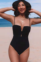 Black Twist Front Cut Out One-piece Swimsuit - £15.81 GBP