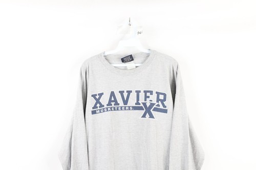Vintage 90s Mens 2XL Heavyweight Xavier University Spell Out Long Sleeve T-Shirt Item image 2