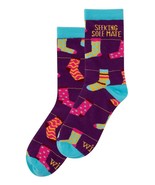 Wit! Womens Crew Socks Seeking Sole Mate One Size Purple - $11.61