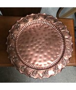 Solid Copper Pie Crust edge servingtray HAMMERED laquered finish - £41.04 GBP