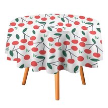 Mondxflaur Cherry Tablecloth Round Kitchen Dining for Table Cover Decor Home - £12.75 GBP+