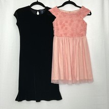 LOT 2pc Girls Dresses SMALL 5/6 GAP Black Velvet Cherokee CORAL PINK Tulle - $285.64 MXN