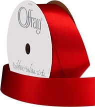 Offray Single Face Satin Ribbon Red - £11.88 GBP