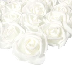 Three-Inch Stemless White Artificial Rose Flower Heads, 100 Pack,, And Weddings. - £23.90 GBP