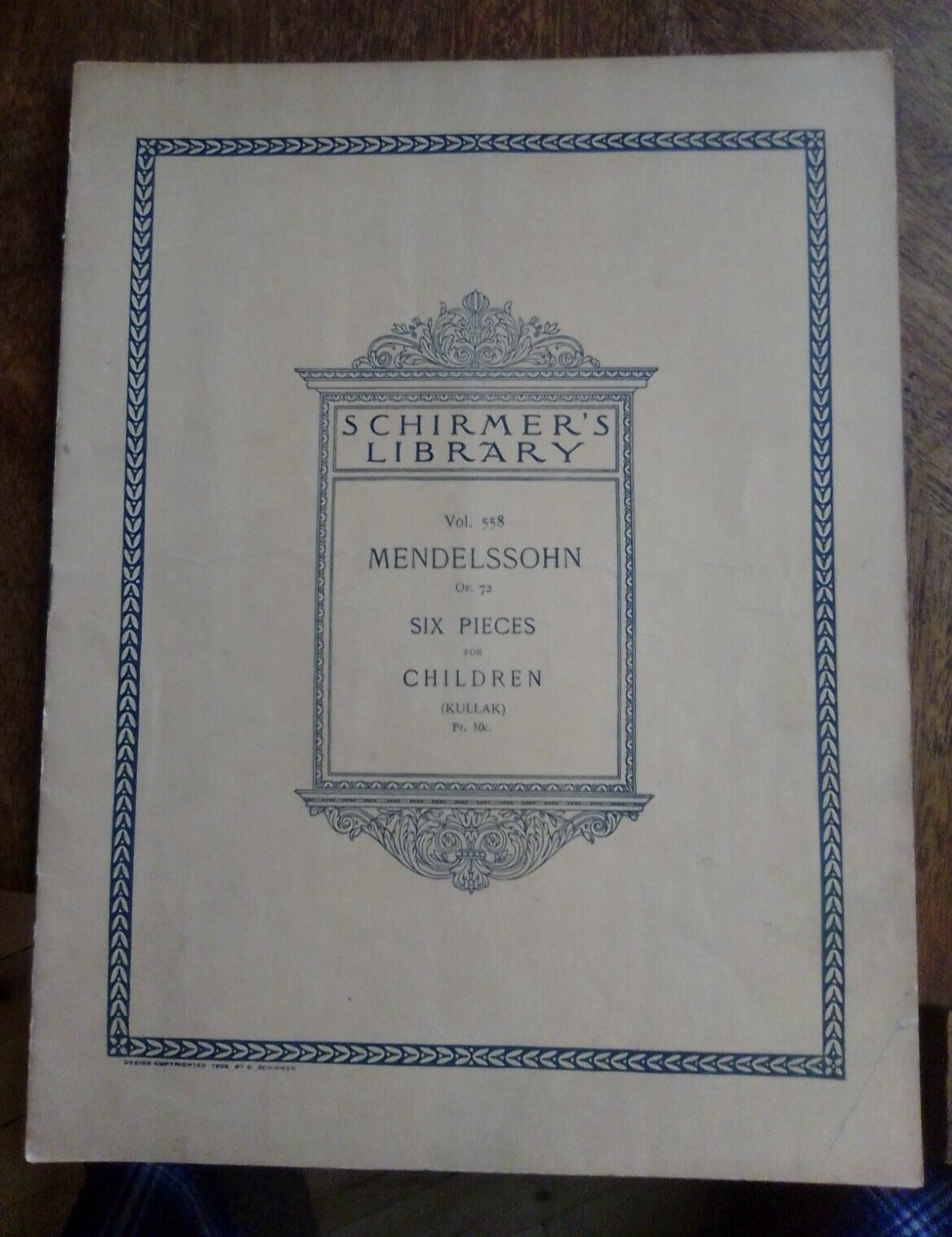 MENDELSSOHN Op. 72 Six Pieces for Children For PIANO 1893 SCHIRMER Songbook - $0.99