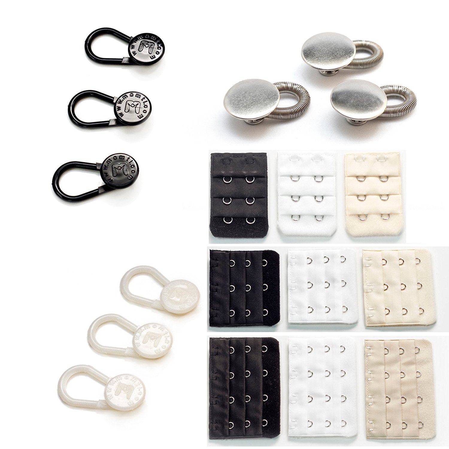 Button Pant & 3-Hook Bra Extender - Add Size to Your Clothing! (Variety 18-pack)