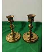 Vintage Carolina Brass Candlestick pair 5&quot; - £17.54 GBP