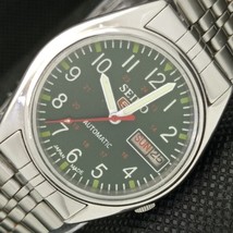 Vintage Seiko 5 Automatic Japan Mens DAY/DATE Green Watch 621c-a415318 - £34.66 GBP