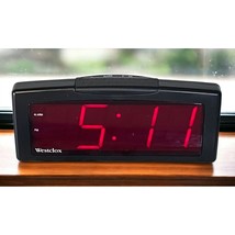 Westclox Alarm Clock 22705 Black Red LED Display Electric Battery Backup Dimmer - £17.48 GBP