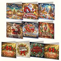 9pcs  Merry Christmas Card Set Greeting Card Diamond Jewel Art COMPLETE.... - $34.64