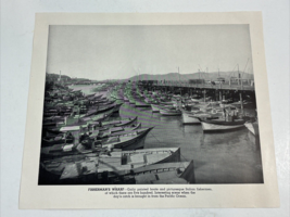 1935 Italian Fishing Boats Fisherman&#39;s Wharf and Rhododendrons in bloom ... - $18.06