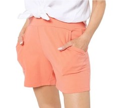 Belle Beach by Kim Gravel Womens French Terry Shorts Color Orange Size S - £31.61 GBP