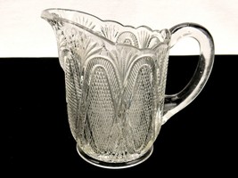 Vintage/Antique Glass Pitcher, Cream or Syrup, Crosshatch &amp; Fans, Scallo... - $14.65
