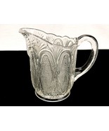 Vintage/Antique Glass Pitcher, Cream or Syrup, Crosshatch &amp; Fans, Scallo... - $14.65