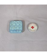 Pair 1930&#39;s Tins Johnson &amp; Johnson Pocket Dental Floss &amp; International D... - $9.49