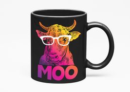 Make Your Mark Design Moo. Cool Hipster Cow Portrait, Black 11oz Ceramic... - £17.02 GBP+